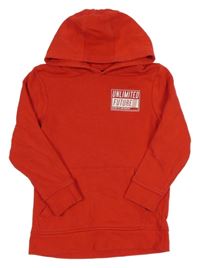 Červená mikina s nápisem a kapucí George