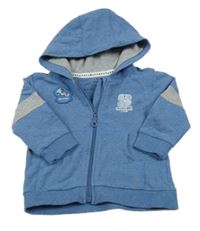 Modrá melírovaná propínací mikina s číslem a kapucí S. Oliver