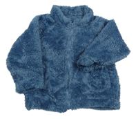 Tmavomodrá chlupatá propínací mikina