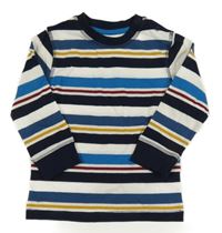Tmavomodro-bílo-barevné pruhované triko Topolino