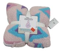 Nové - Růžová huňatá oversize mikina s hvězdami a kapucí Primark