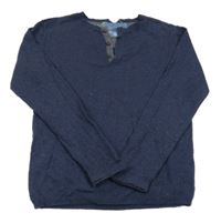 Tmavomodrý vlněný lehký svetr s knoflíky Zara