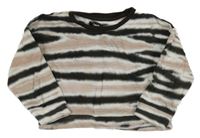 Bílo-černo-pudrová batikovaná crop mikina Firetrap