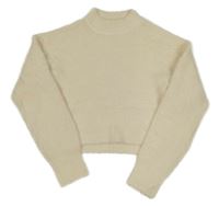Světlebéžový chlupatý crop svetr New Look