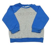 Šedo-modrá mikina s nápisem Adidas