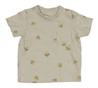 Béžové tričko s včelami a kapsou H&M