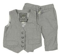 2set - Šedo-bílá vzorovaná slavnostní vesta + kalhoty Monsoon