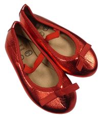 Červené metalické baleríny s mašlemi Dunnes vel. 23
