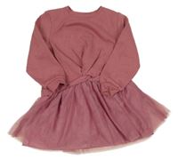 Starorůžové teplákovo/tylové šaty F&F