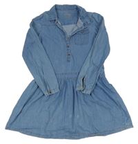 Modré plátěné košilové šaty riflového vzhledu TCM