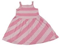 Růžové pruhované bavlněné šaty C&A