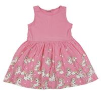 Růžové bavlněné šaty s jednorožci Dopodopo