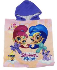 Meruňkovo-růžovo-fialové osuškové pončo se Shimmer se Shine a kapucí