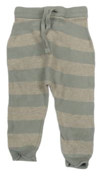 Světlezeleno-šedé pruhované pletené tepláky H&M