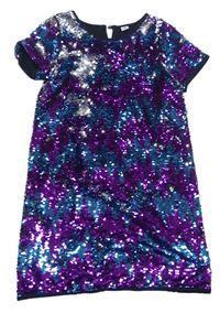 Černo-fialovo-modré flitrové šaty Tu