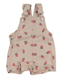 Světlerůžové riflové laclové kraťasy s jahodami Primark