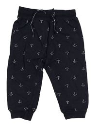 Tmavomodré tepláky s kotvami H&M