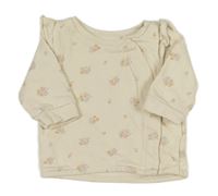 Smetanová propínací mikina s květinami H&M