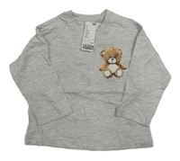 Šedé melírované triko s medvědem H&M