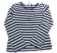 Bílo-tmavomodré pruhované triko H&M