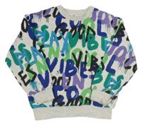 Světlešedá mikina s barevnými nápisy H&M