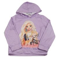 Lila lehká mikina s Barbie a kapucí 