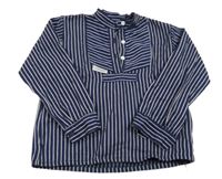 Tmavomodro-bílá pruhovaná polo halenka 