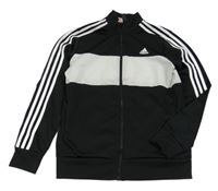 Černo-bílá sportovní propínací mikina s logem Adidas