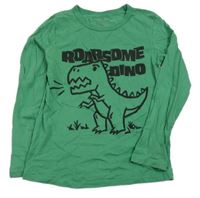 Zelené triko s dinem a nápisem H&M