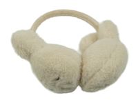 Smetanové chlupaté klapky na uši s králíky 