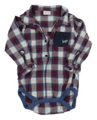 Tmavomodro-bílo-červené kostkované košilové body s kapsou Next