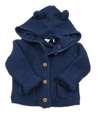 Tmavomodrý propínací podšitý svetr s kapucí M&S