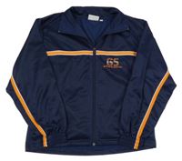 Tmavomodrá sportovní propínací mikina s oranžovým pruhem 