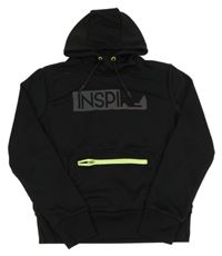 Černá mikina s nápisem a kapucí 