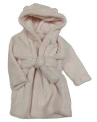 Světlerůžový chlupatý župan s králíčkem a kapucí Nutmeg