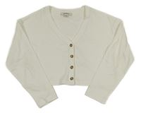 Bílé žebrované propínací crop triko GARCIA