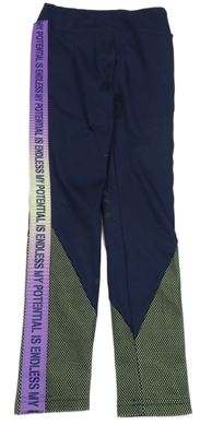 Tmavomodré sportovní legíny s pruhem s nápisem St. Bernard