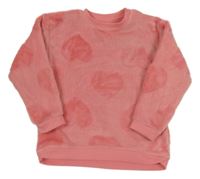 Růžová plyšová mikina se srdíčky H&M