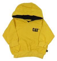Žlutá mikina s nápisem a kapucí - CAT