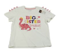 Nové - Bílé tričko s nápisem a dinem 