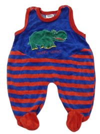 Červeno-modré pruhované dupačky s hrochem 