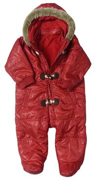 Červená šusťáková zimní kombinéza s kapucí M&S