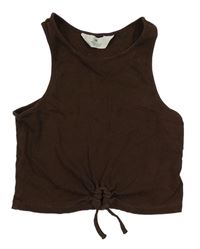 Hnědý žebrovaný crop top H&M