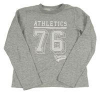 Světlešedá melírovaná mikina s číslem Domyos