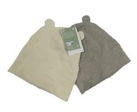 Nové - 2set - 2x čepice s oušky - smetanová + béžová H&M