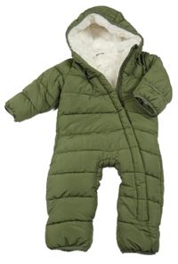 Khaki šusťáková zimní kombinéza s kapucí Pocopiano