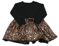 Černé teplákové šaty se zlatou flitrovanou sukní Matalan