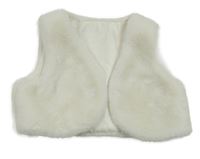 Bílá kožešinová podšitá crop vesta 