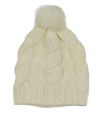 Smetanová vzorovaná čepice s bambulí Crane