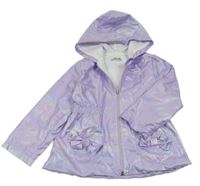 Lila třpytivá šusťáková jarní parka s kapucí 